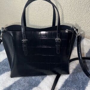 Coach Black Crocodile-Embossed Tote